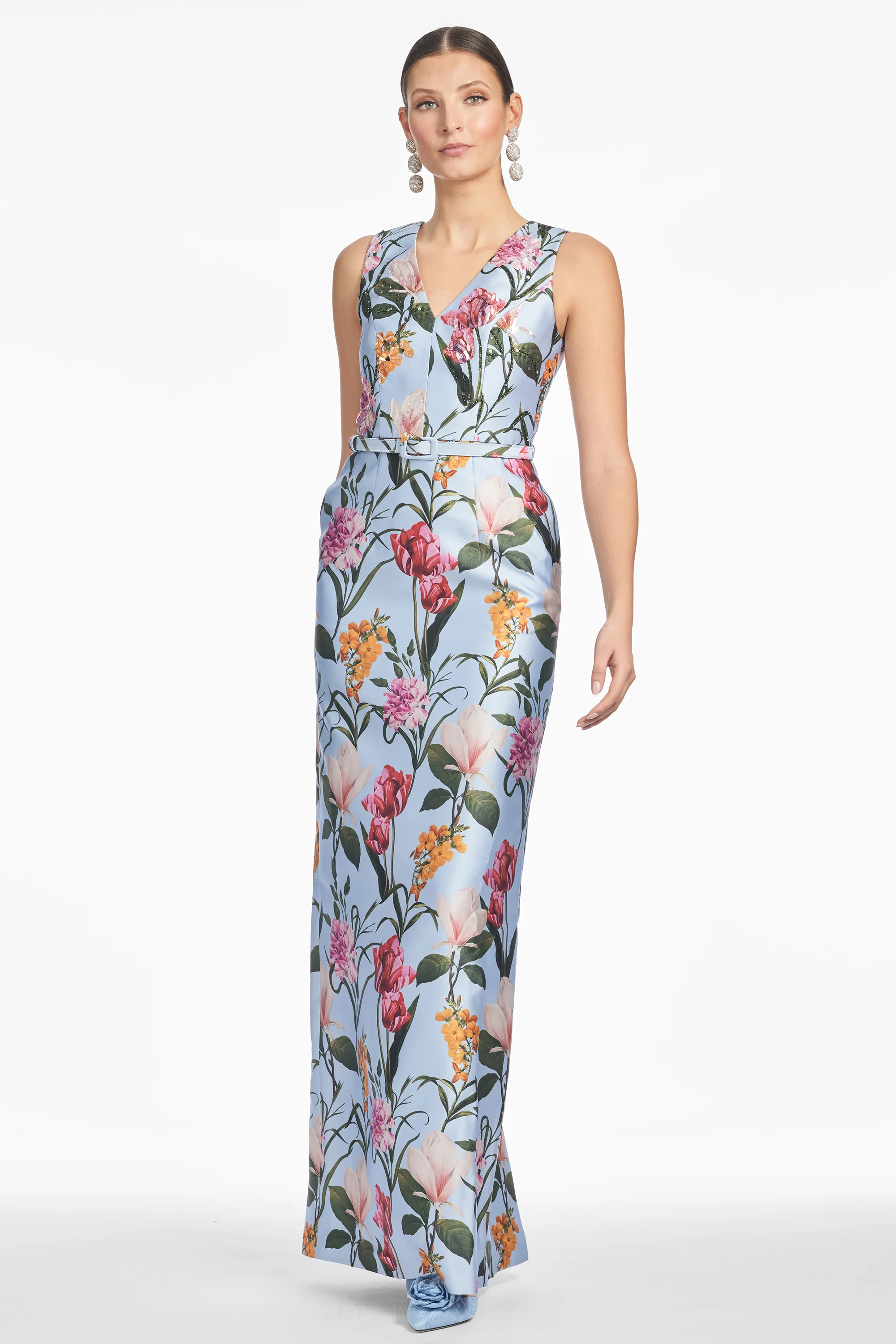 ADELLYN GOWN - GLACIAL BLUE BLOSSOMS - FINAL SALE