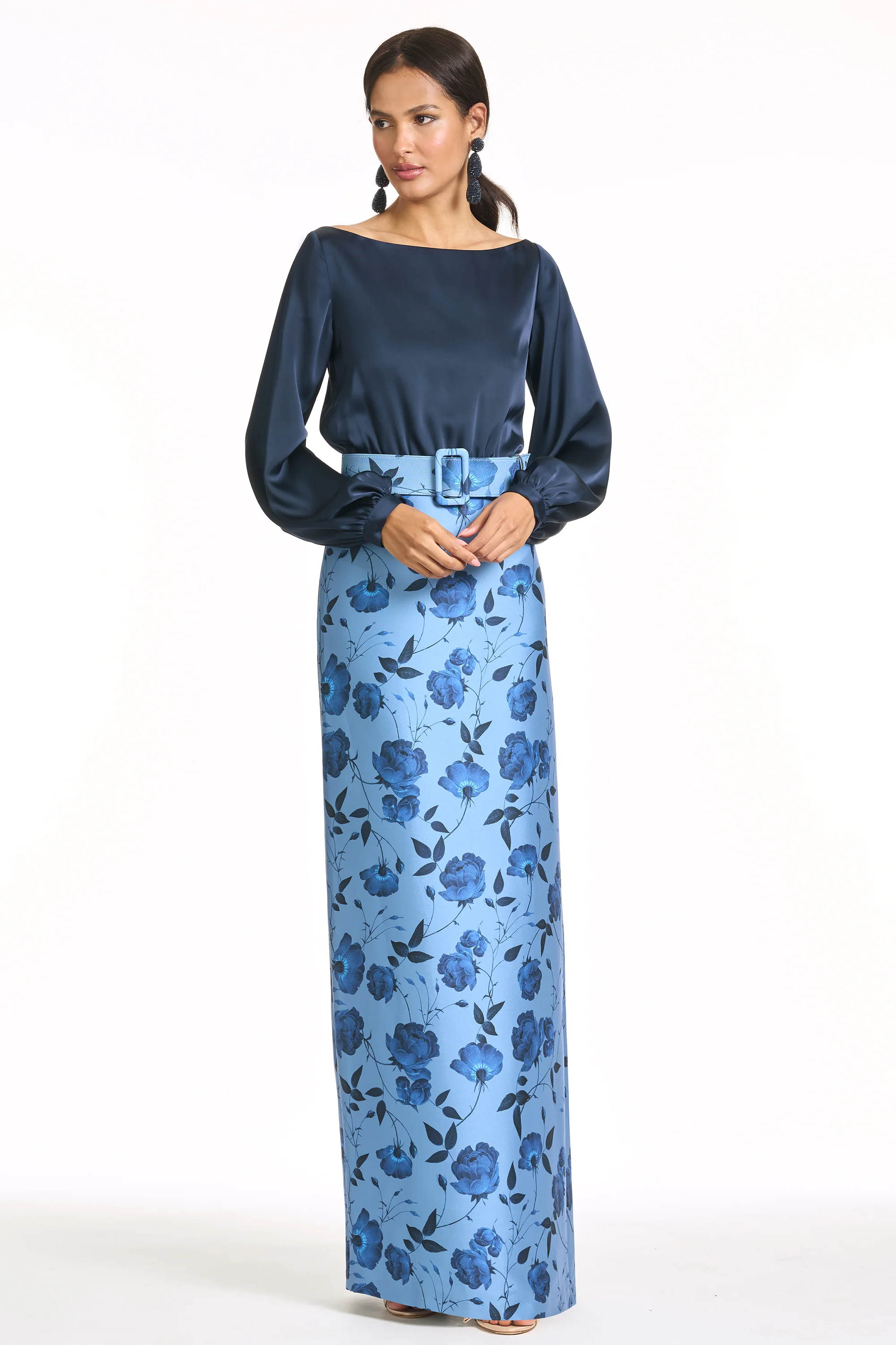 ASTOR GOWN - WILD STEEL ROSES - FINAL SALE