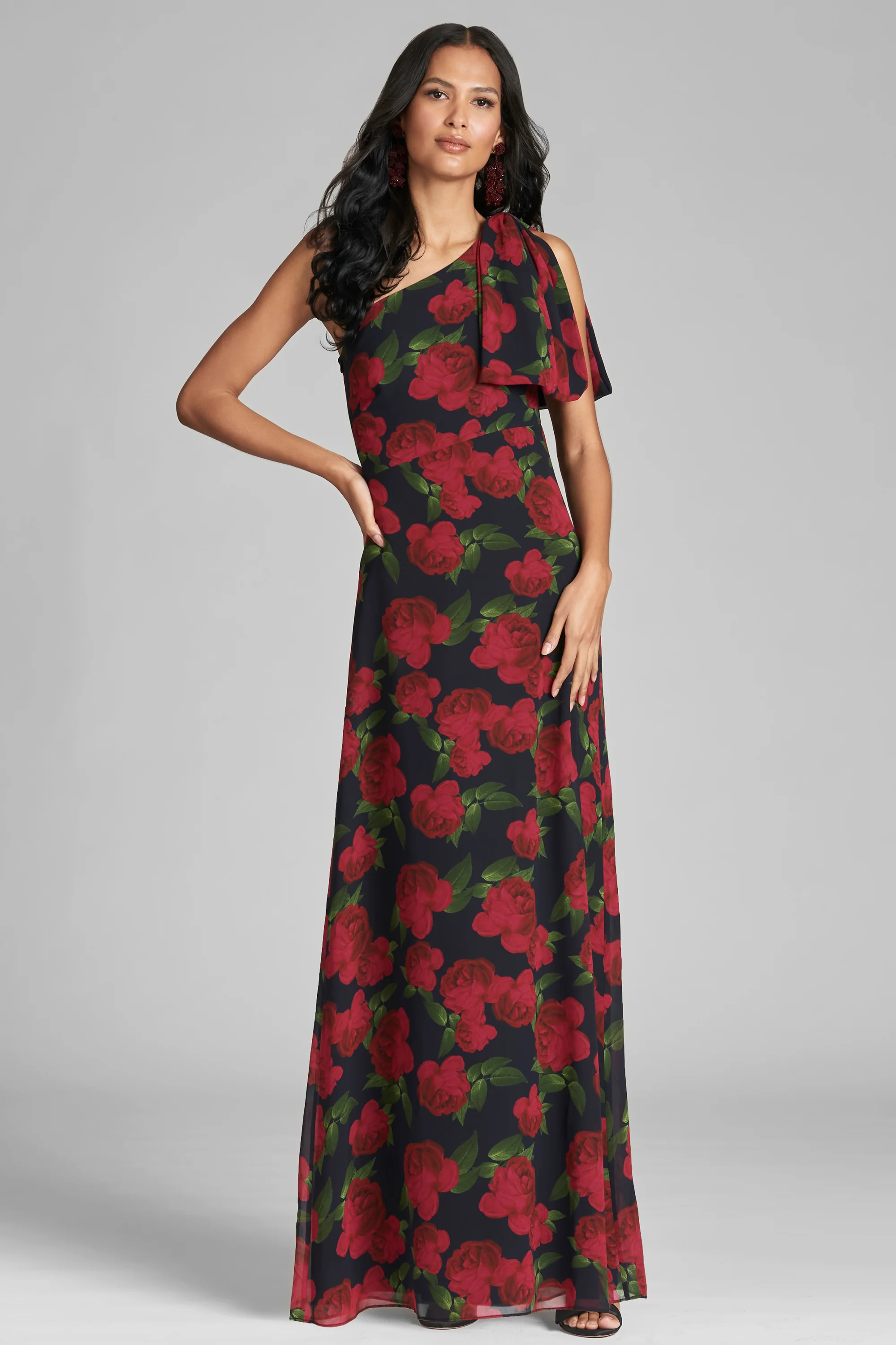 CHELSEA GOWN - RUBY TEA ROSES - FINAL SALE