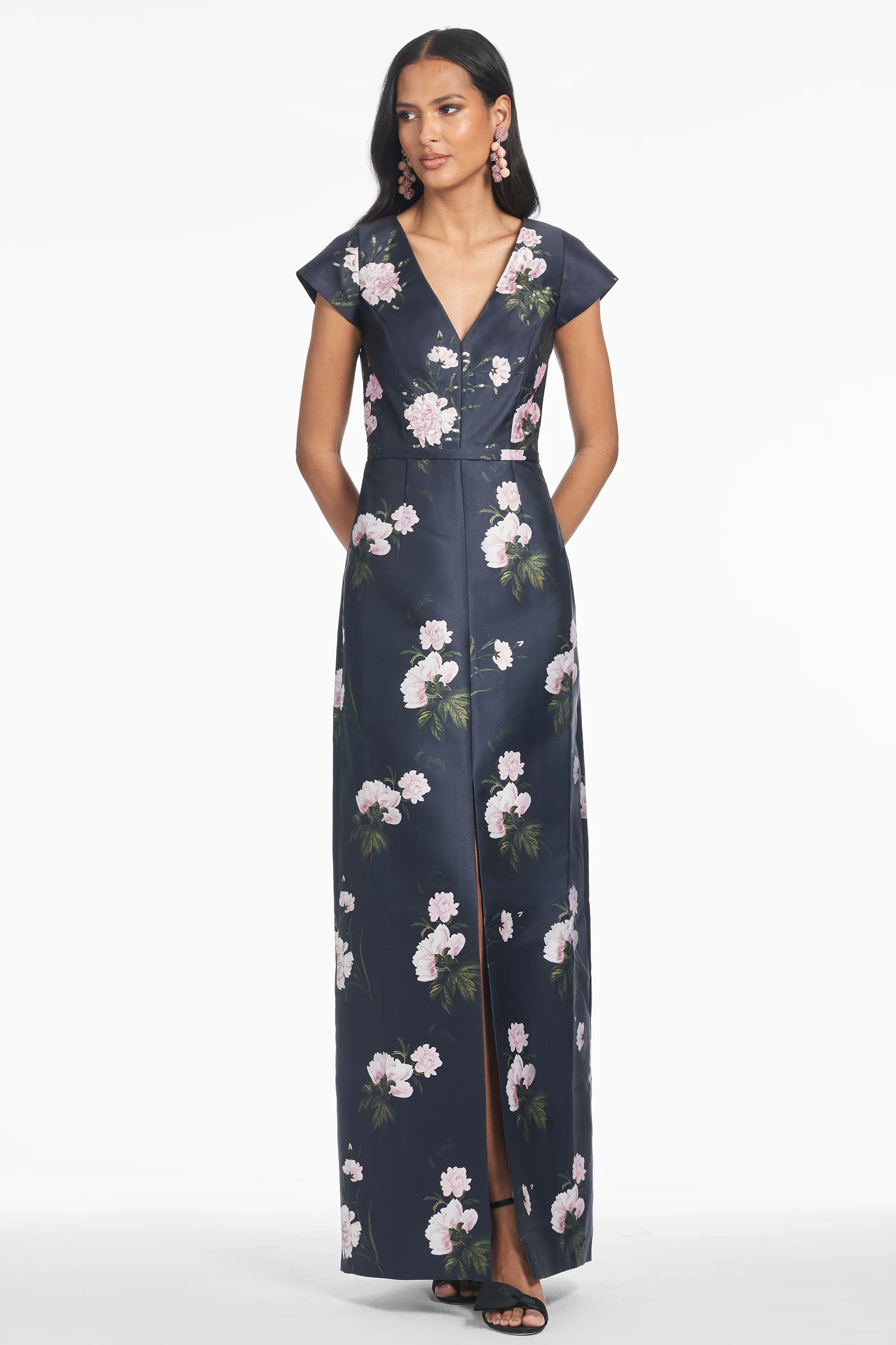 DELLA GOWN - DARK MIDNIGHT CARNATIONS - FINAL SALE - Image 3
