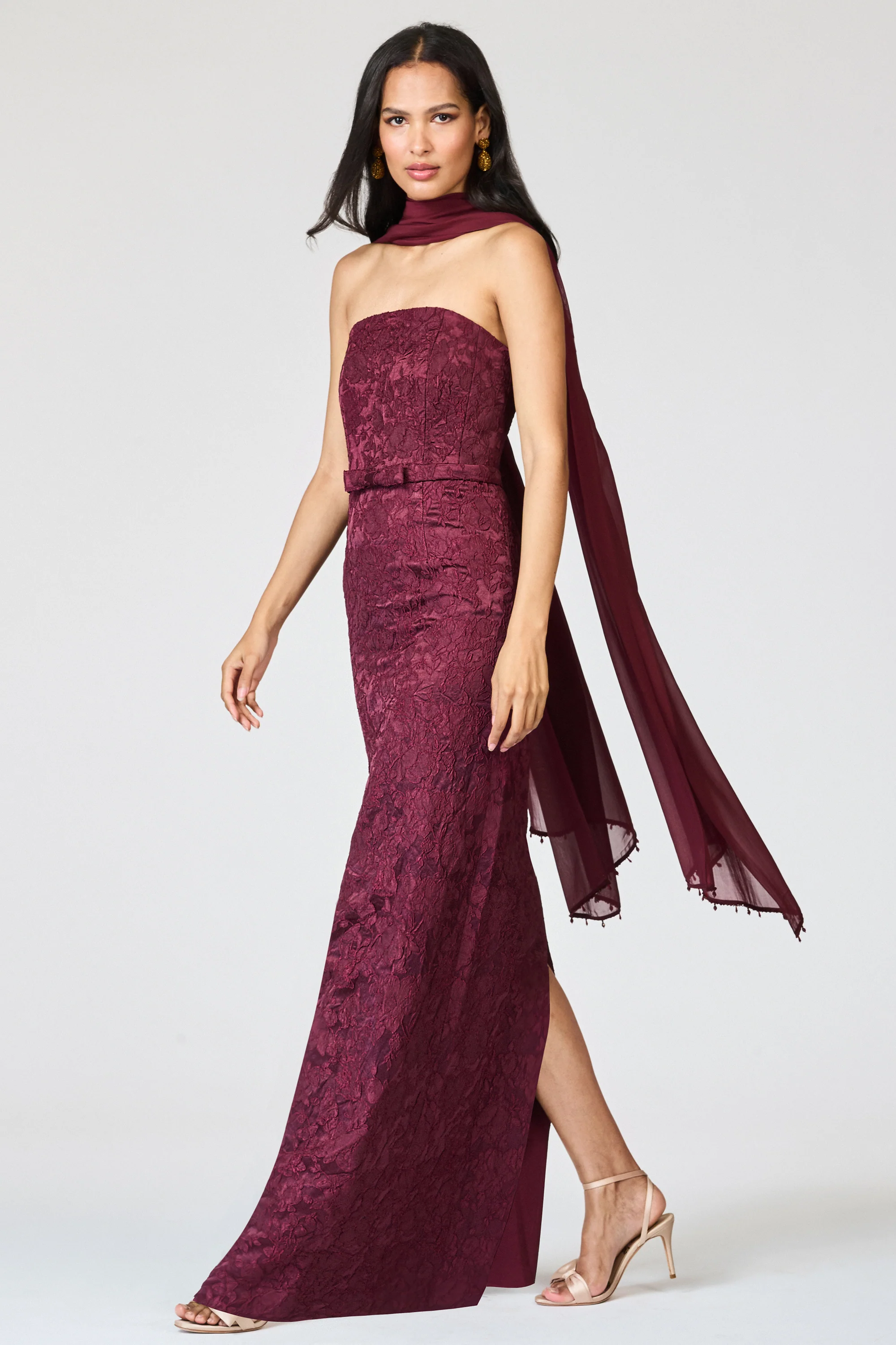 EMBELLISHED EMMY SCARF - BORDEAUX - Image 3