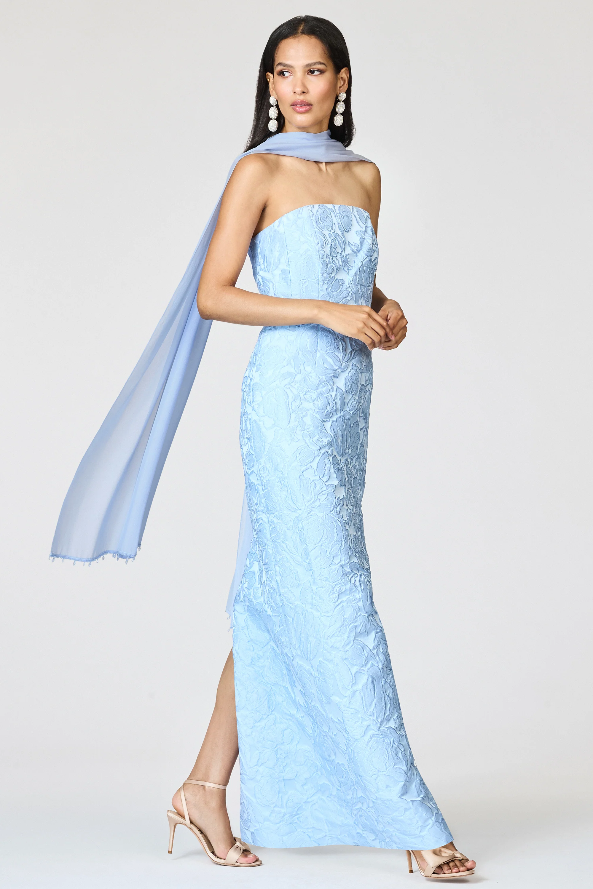 EMBELLISHED EMMY SCARF - ICE BLUE