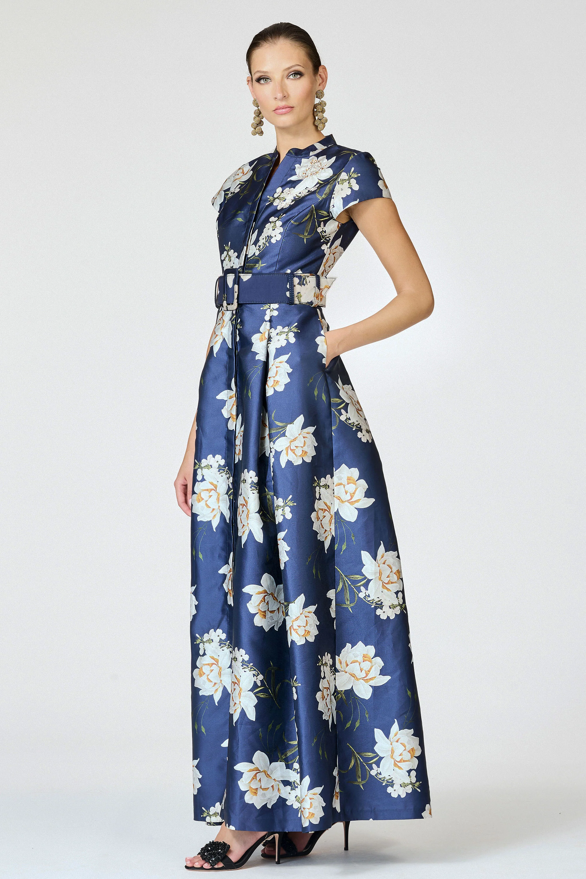 EMBELLISHED MARTA GOWN - NAVY NARCISSUS - FINAL SALE - Image 4
