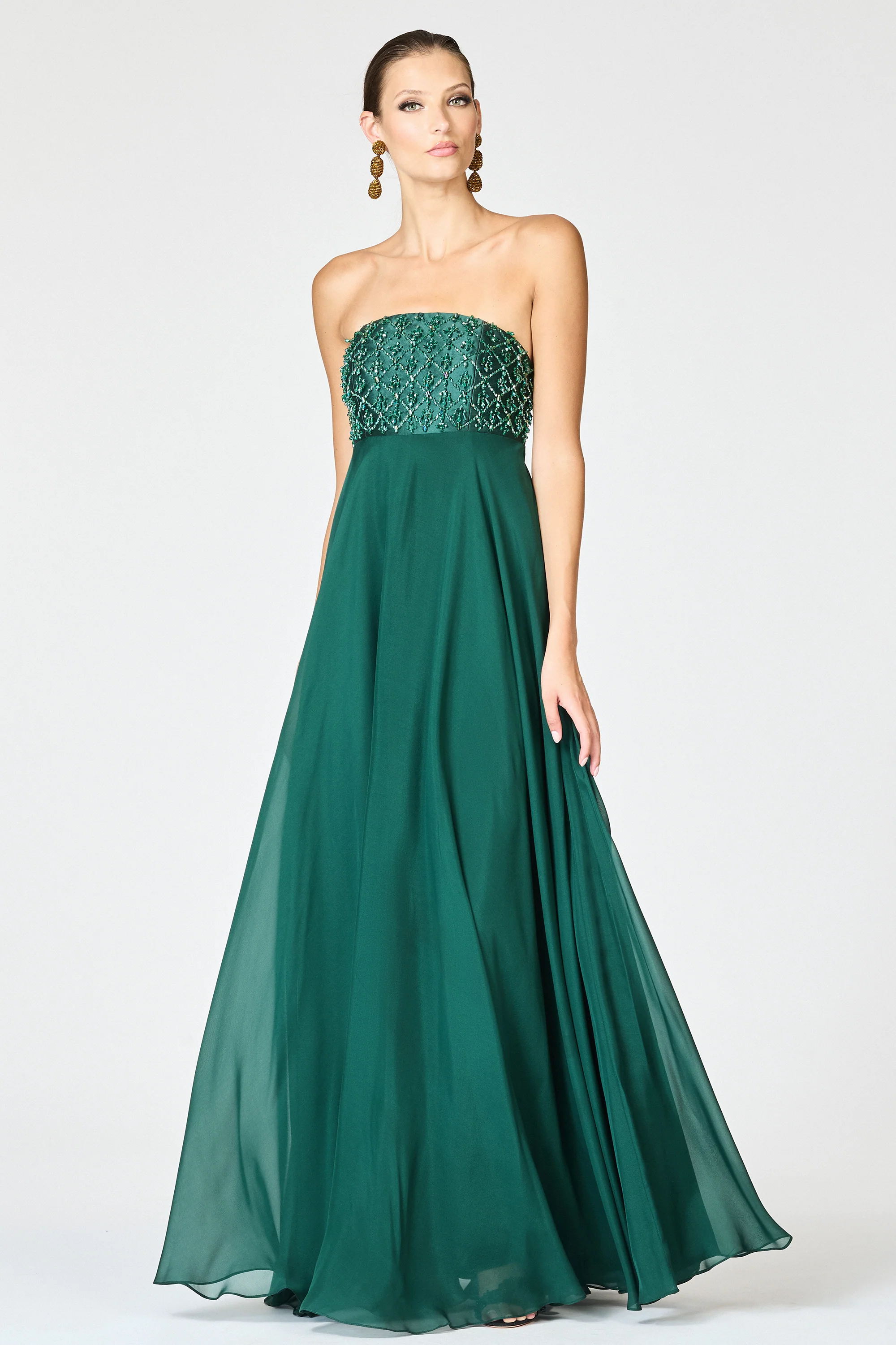EMBELLISHED MONACO GOWN - FOREST GREEN - Image 3