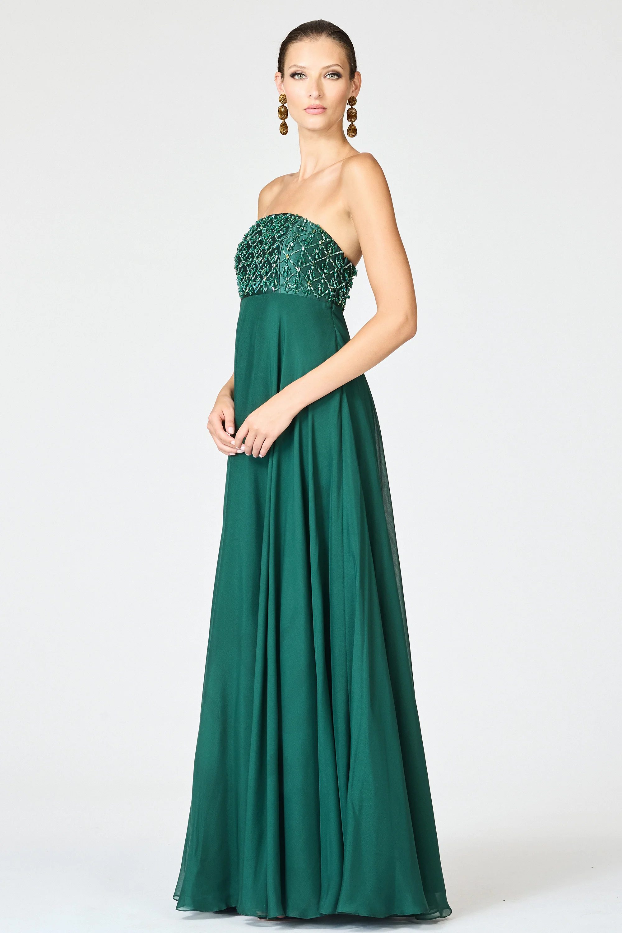 EMBELLISHED MONACO GOWN - FOREST GREEN - Image 5