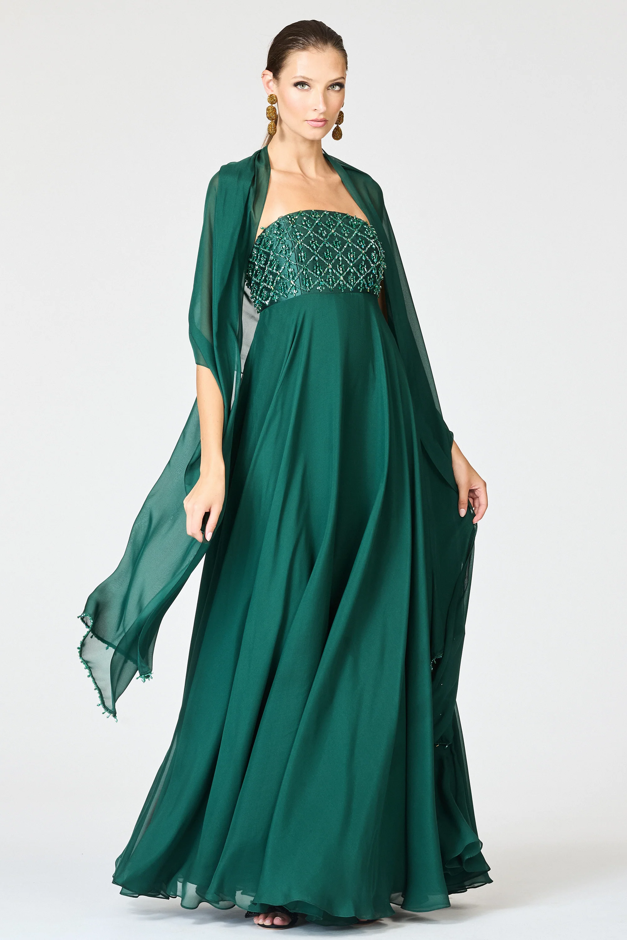 EMBELLISHED MONACO GOWN - FOREST GREEN - Image 6