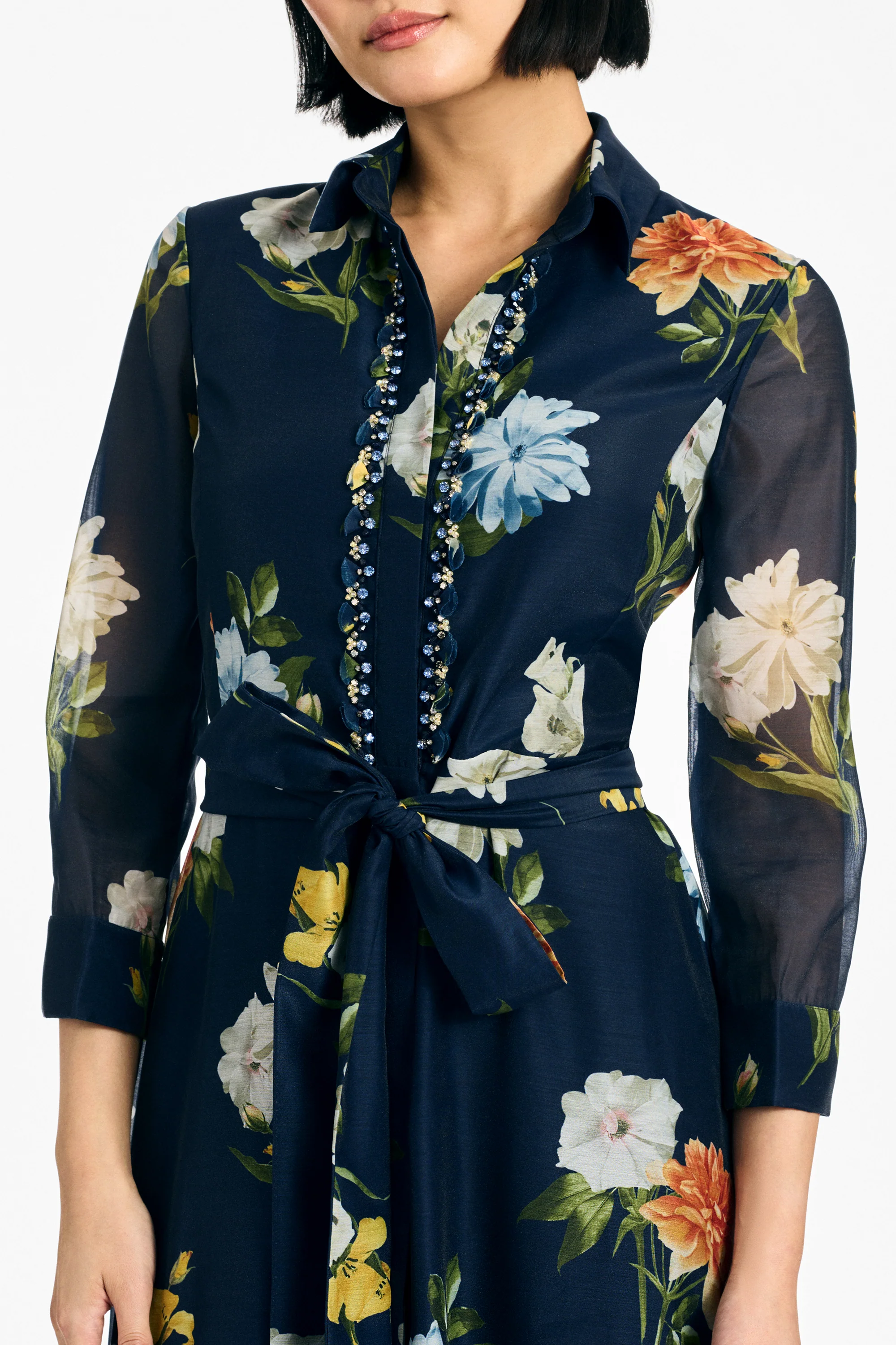 EMBELLISHED ADDISON GOWN - NAVY WILDLFOWERS - Image 5