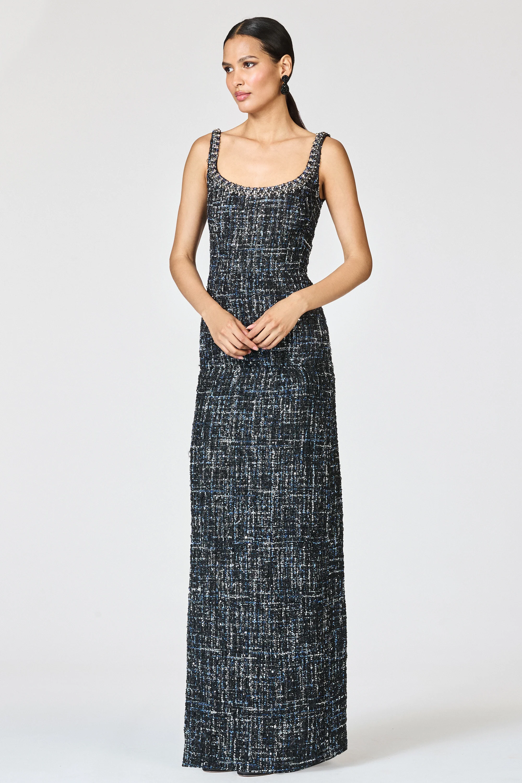 EMBELLISHED TWEED LANA GOWN - OBSIDIAN FROST - FINAL SALE - Image 3