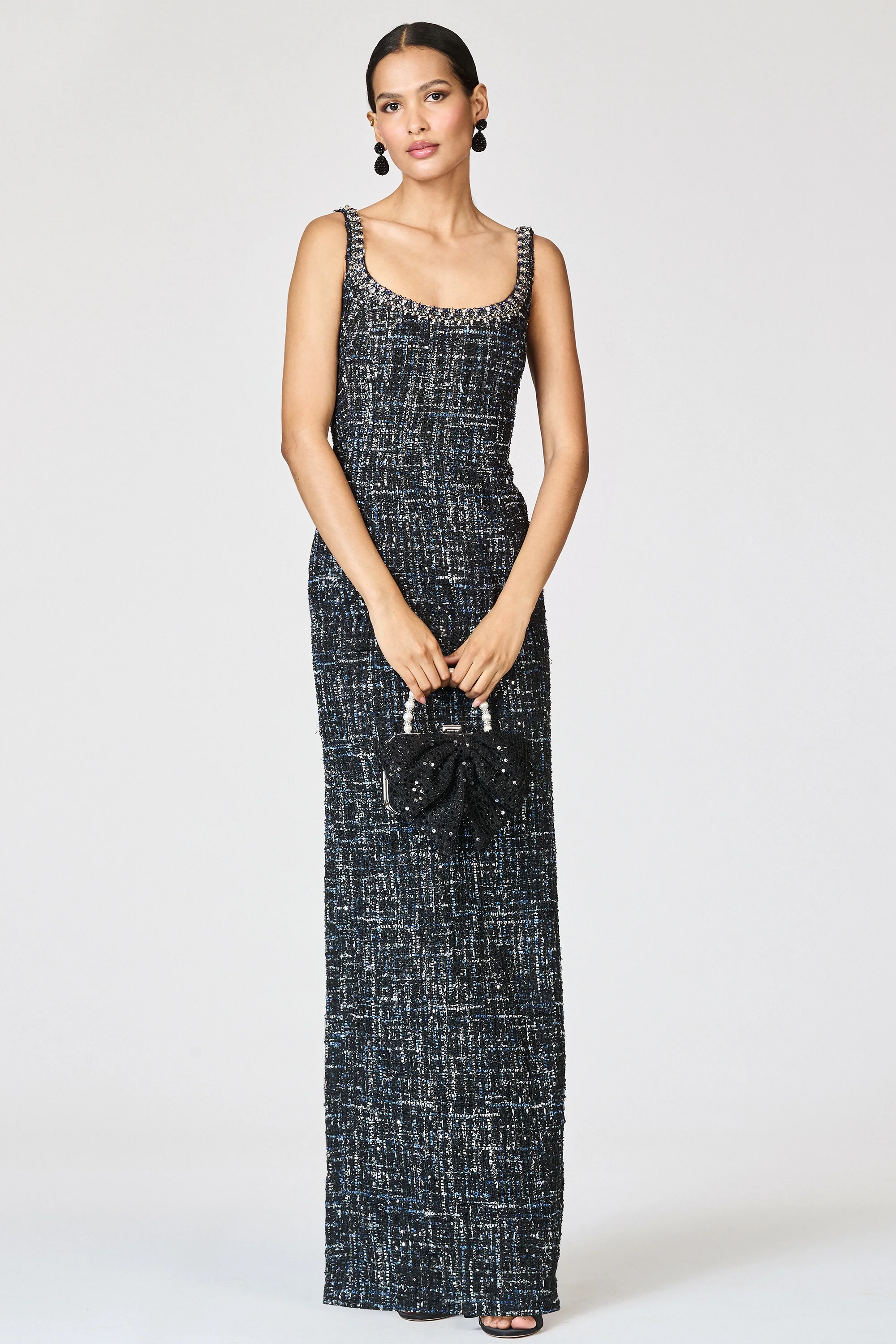 EMBELLISHED TWEED LANA GOWN - OBSIDIAN FROST - FINAL SALE - Image 4