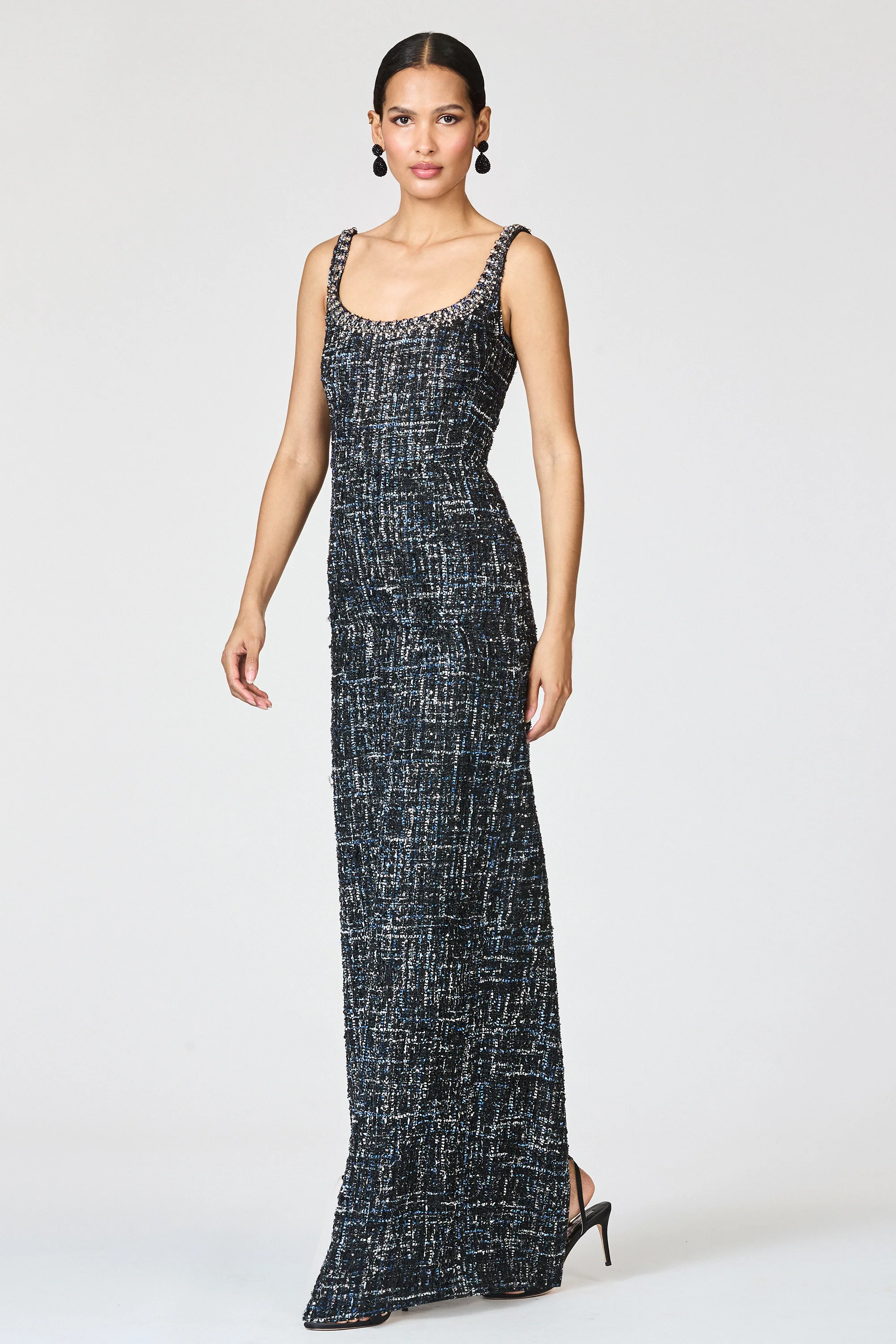 EMBELLISHED TWEED LANA GOWN - OBSIDIAN FROST - FINAL SALE - Image 6