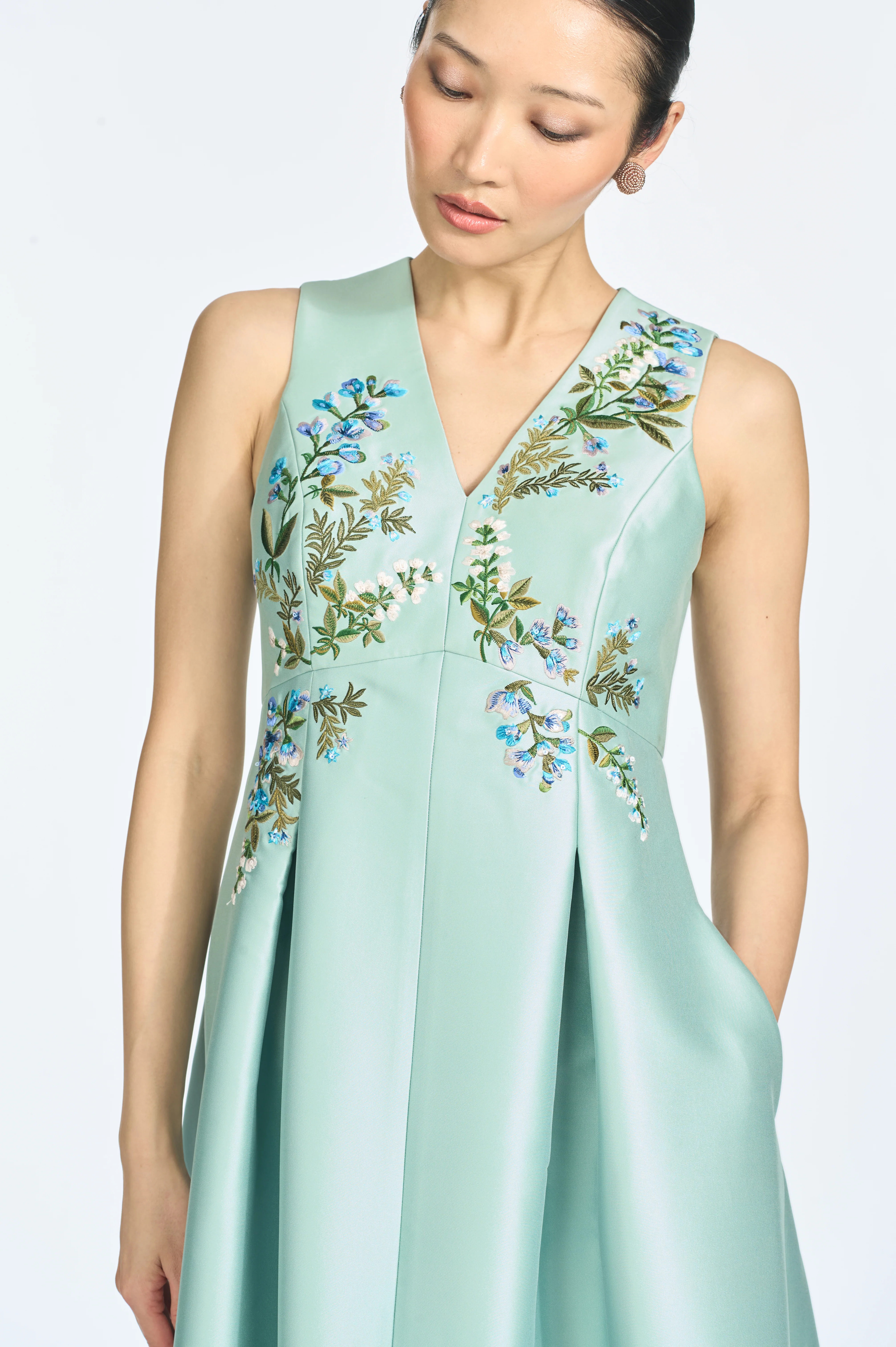EMBROIDERED BROOKLYNNE GOWN - CELADON - Image 2