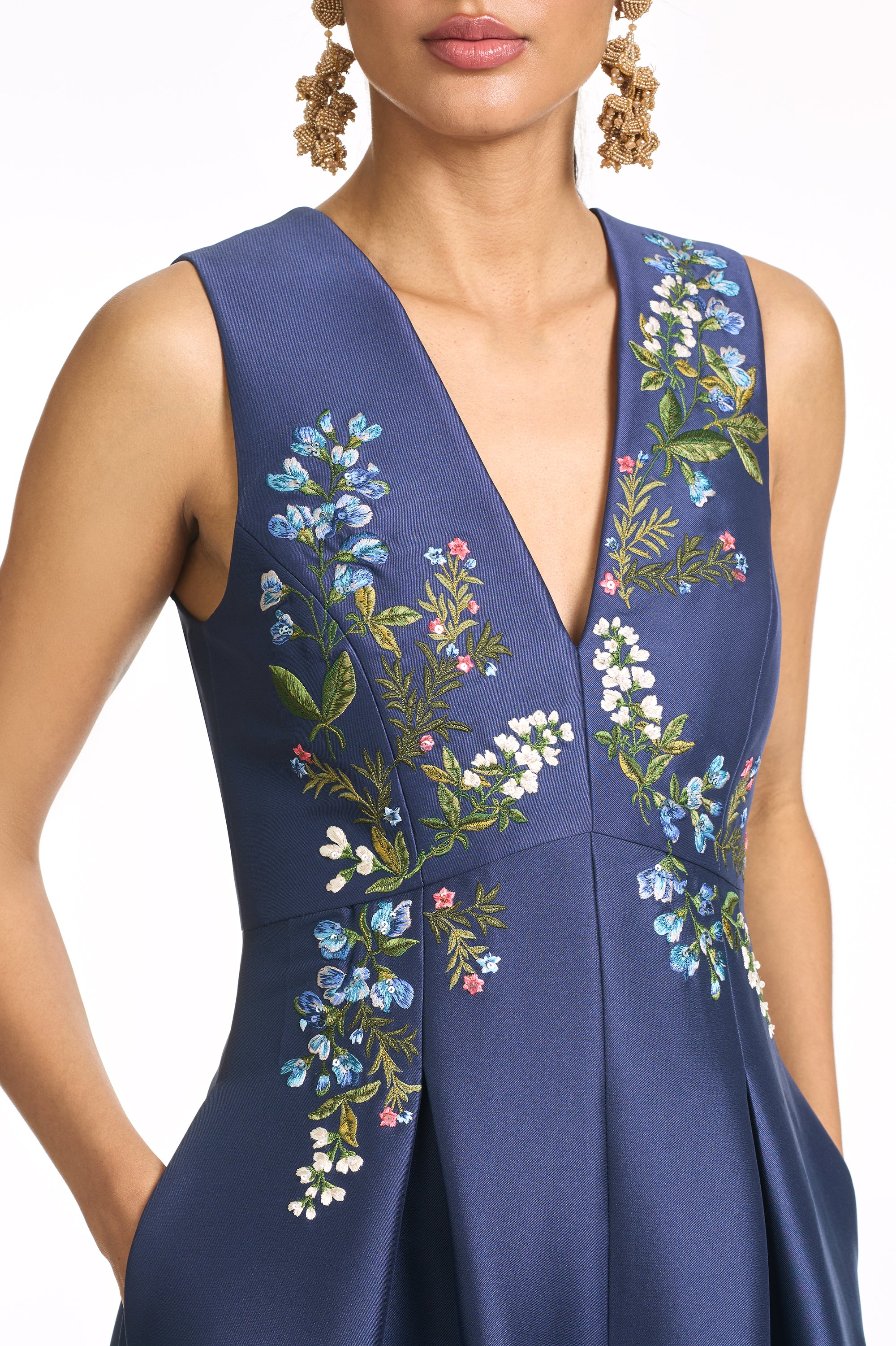 EMBROIDERED BROOKLYNNE GOWN - WASHED INDIGO - Image 2