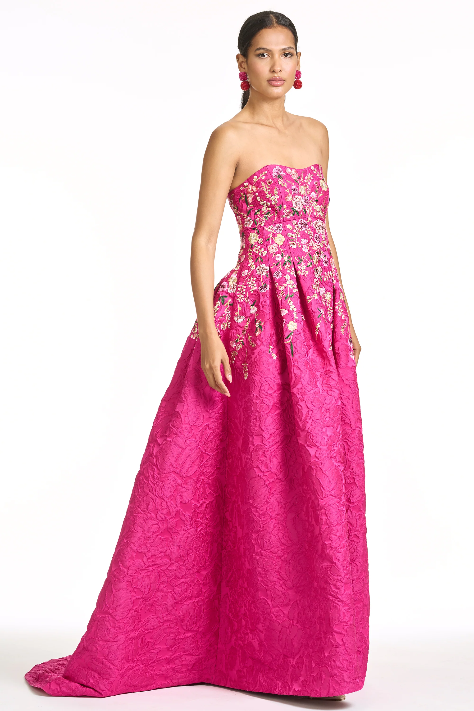 EMBROIDERED KIRAN GOWN - DEEP FUCHSIA - Image 4