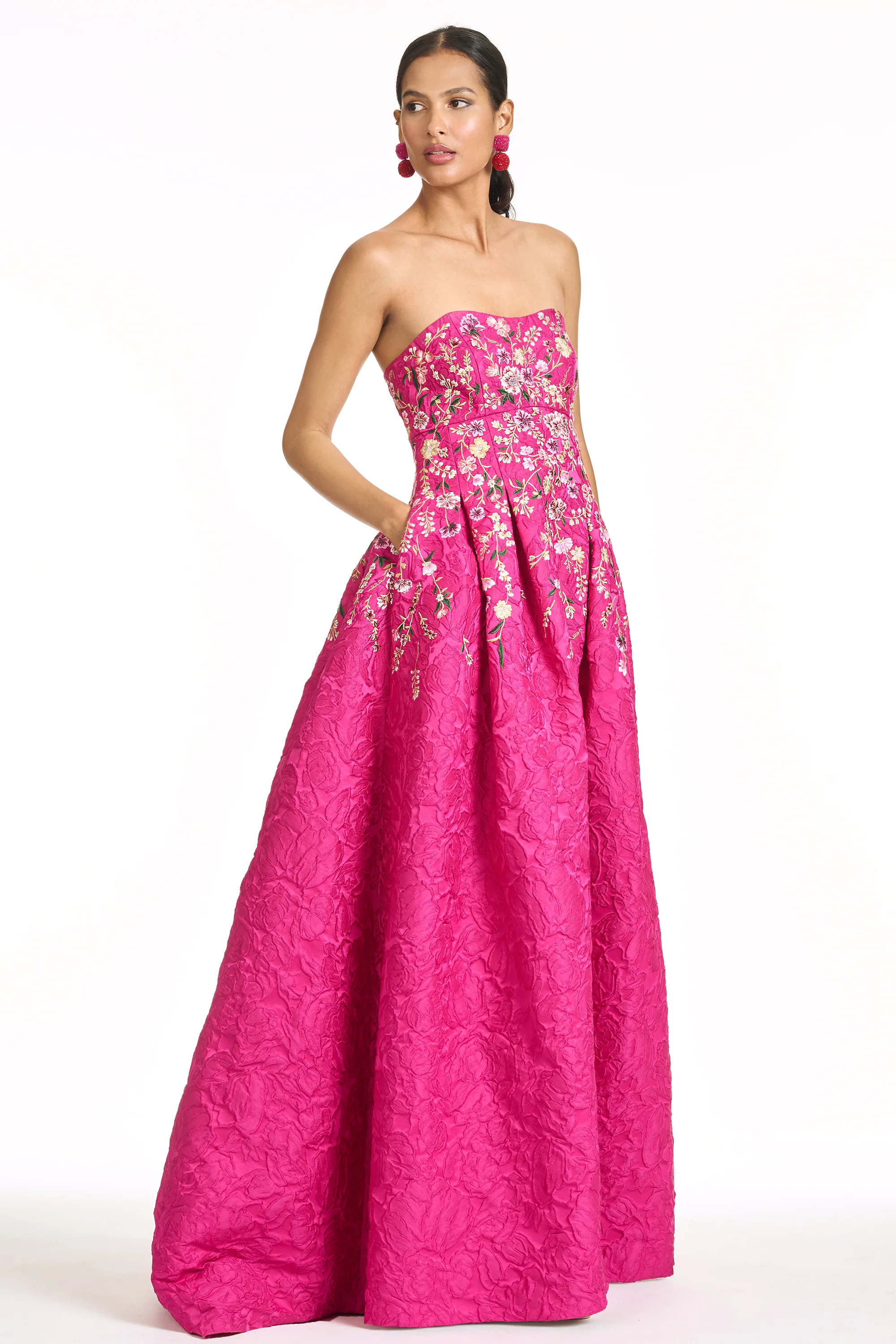EMBROIDERED KIRAN GOWN - DEEP FUCHSIA - Image 5