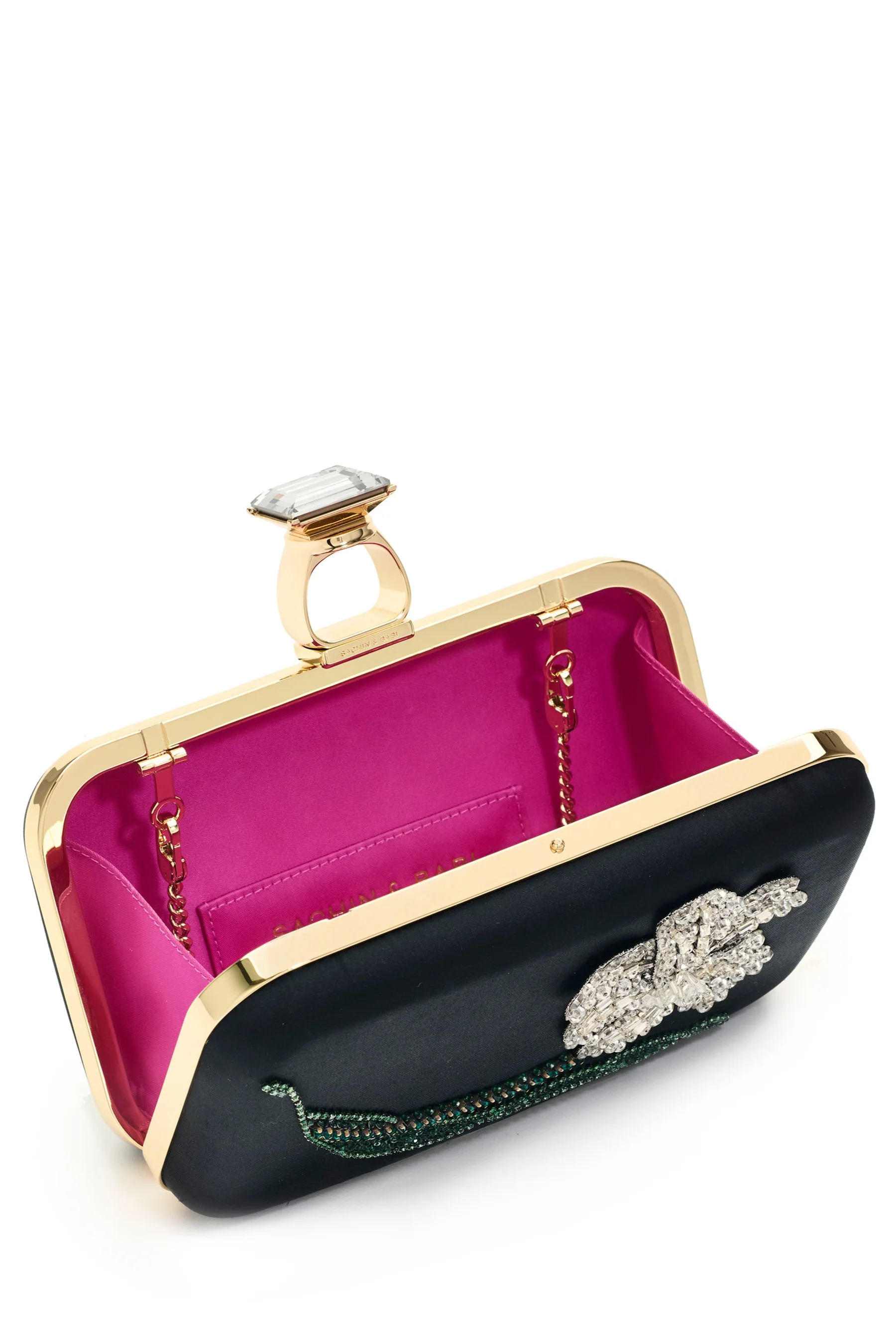 EMBROIDERED ON THE ROCKS CLUTCH - BLACK - Image 5