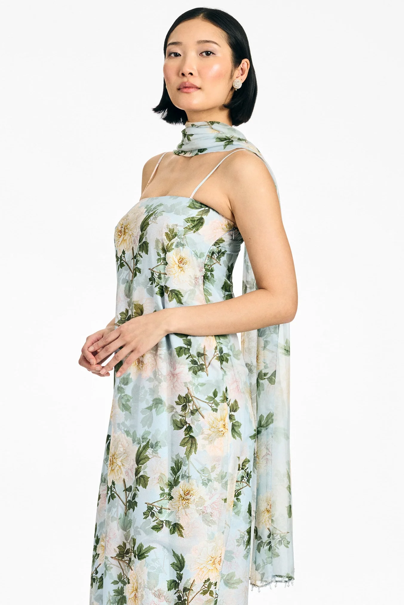 EMBELLISHED EMMY SCARF - CLOUD BLUE PEONY
