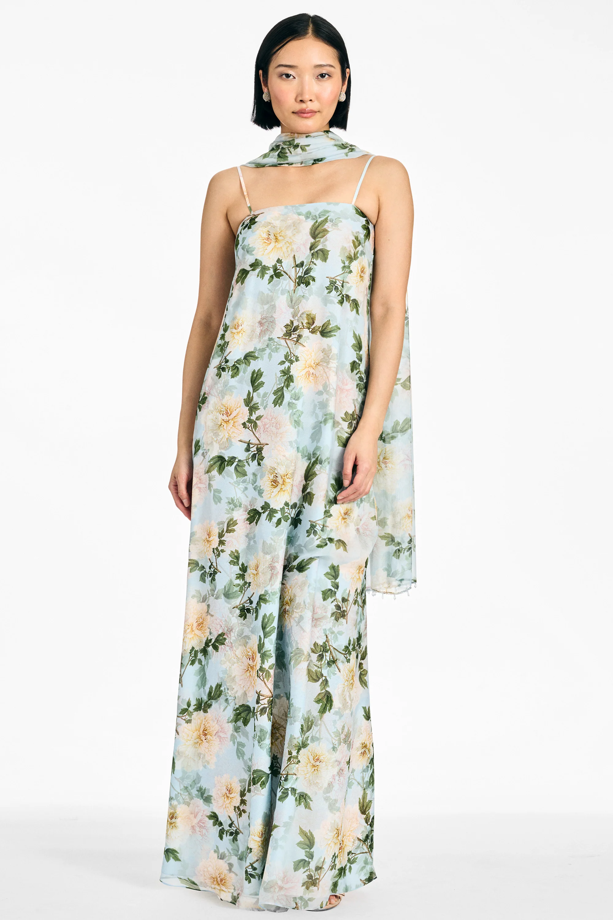 EMBELLISHED EMMY SCARF - CLOUD BLUE PEONY - Image 2