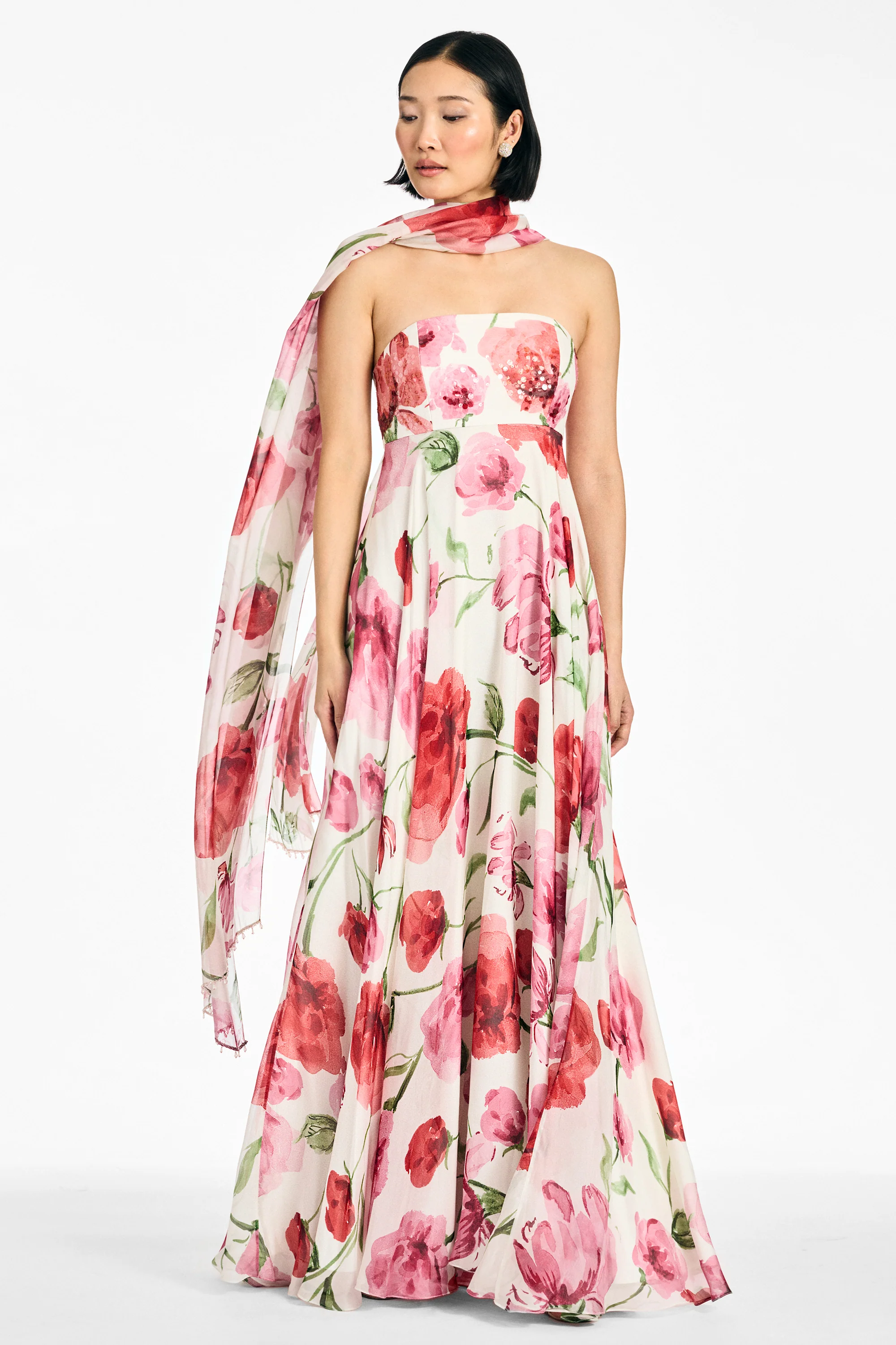 EMBELLISHED EMMY SCARF - GRANDE WATERCOLOR POPPIES - Image 3