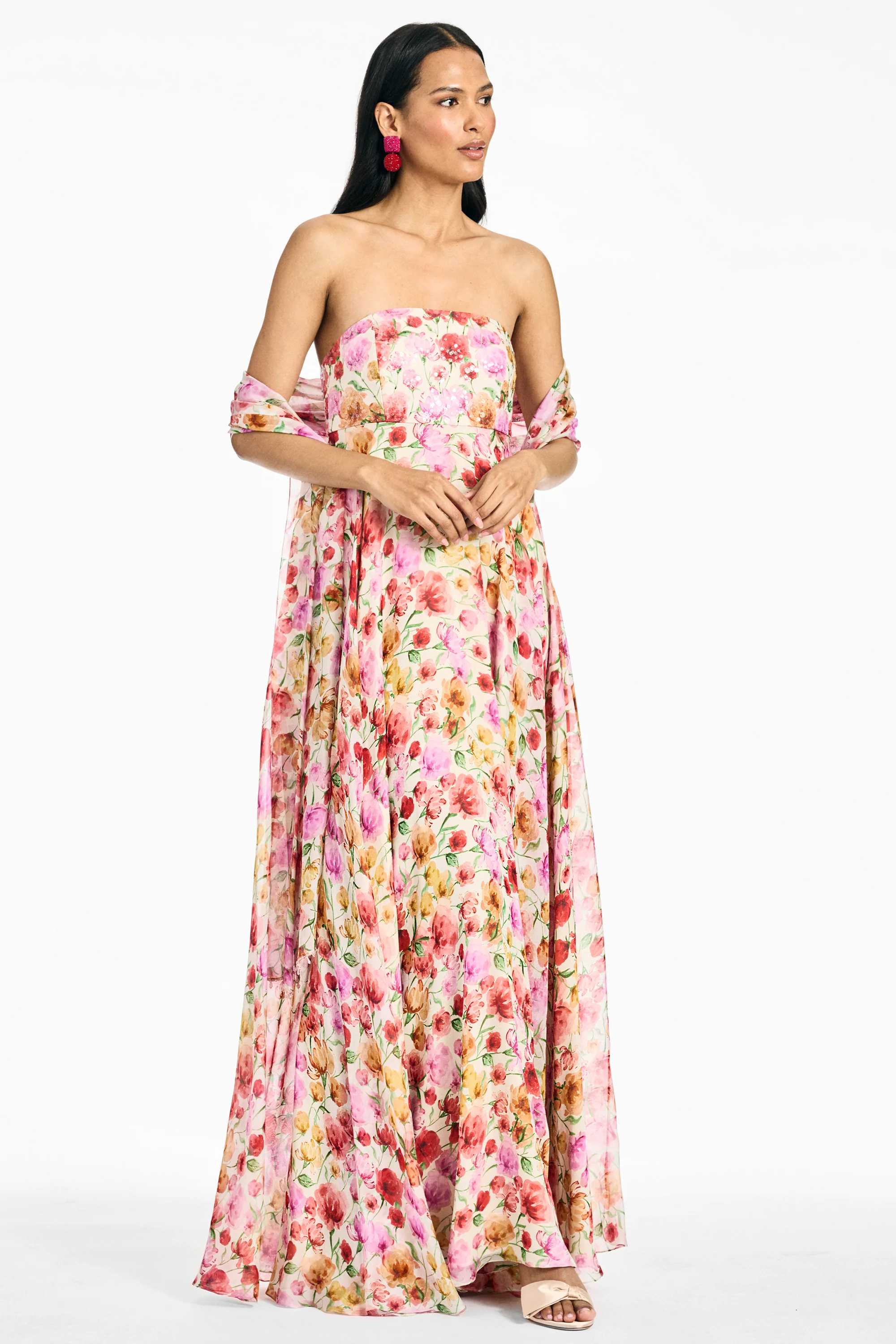 EMBELLISHED EMMY SCARF - SUNSET POPPIES - Image 5