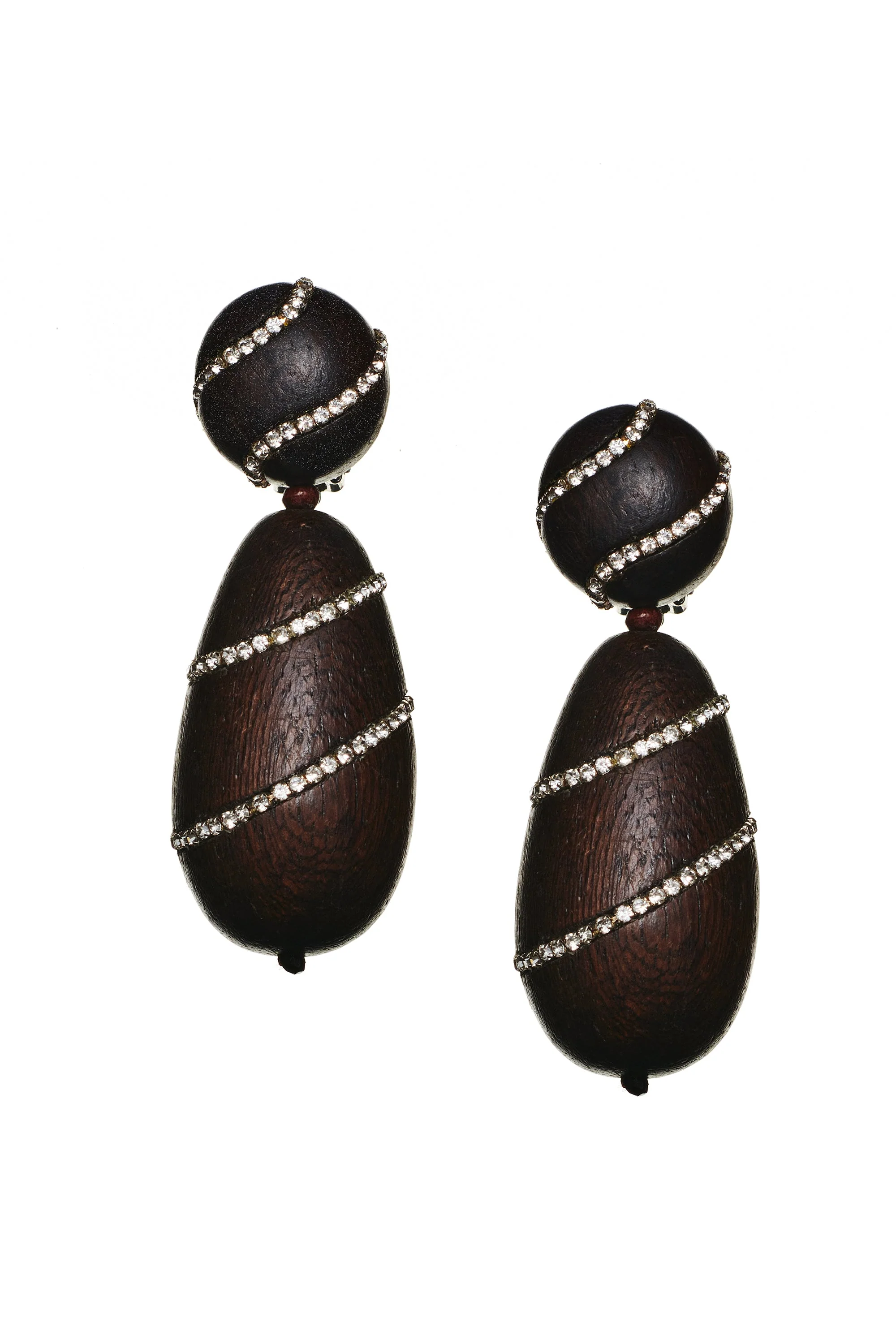 HUDSON EARRINGS - ROBLE WOOD/CLEAR CRYSTALS - Image 2