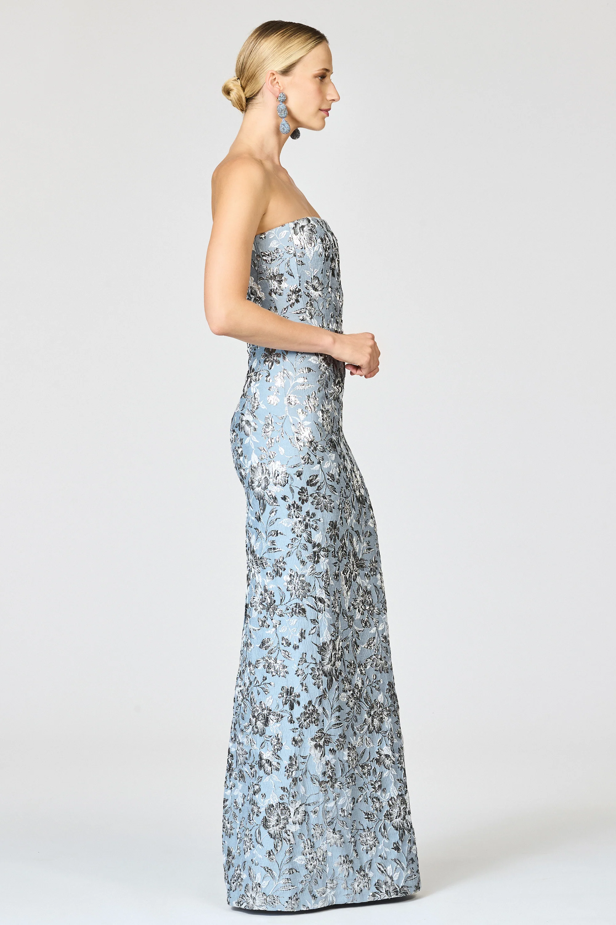 METALLIC CLOQUE SOPHIA GOWN - PEWTER GARDENS - Image 4