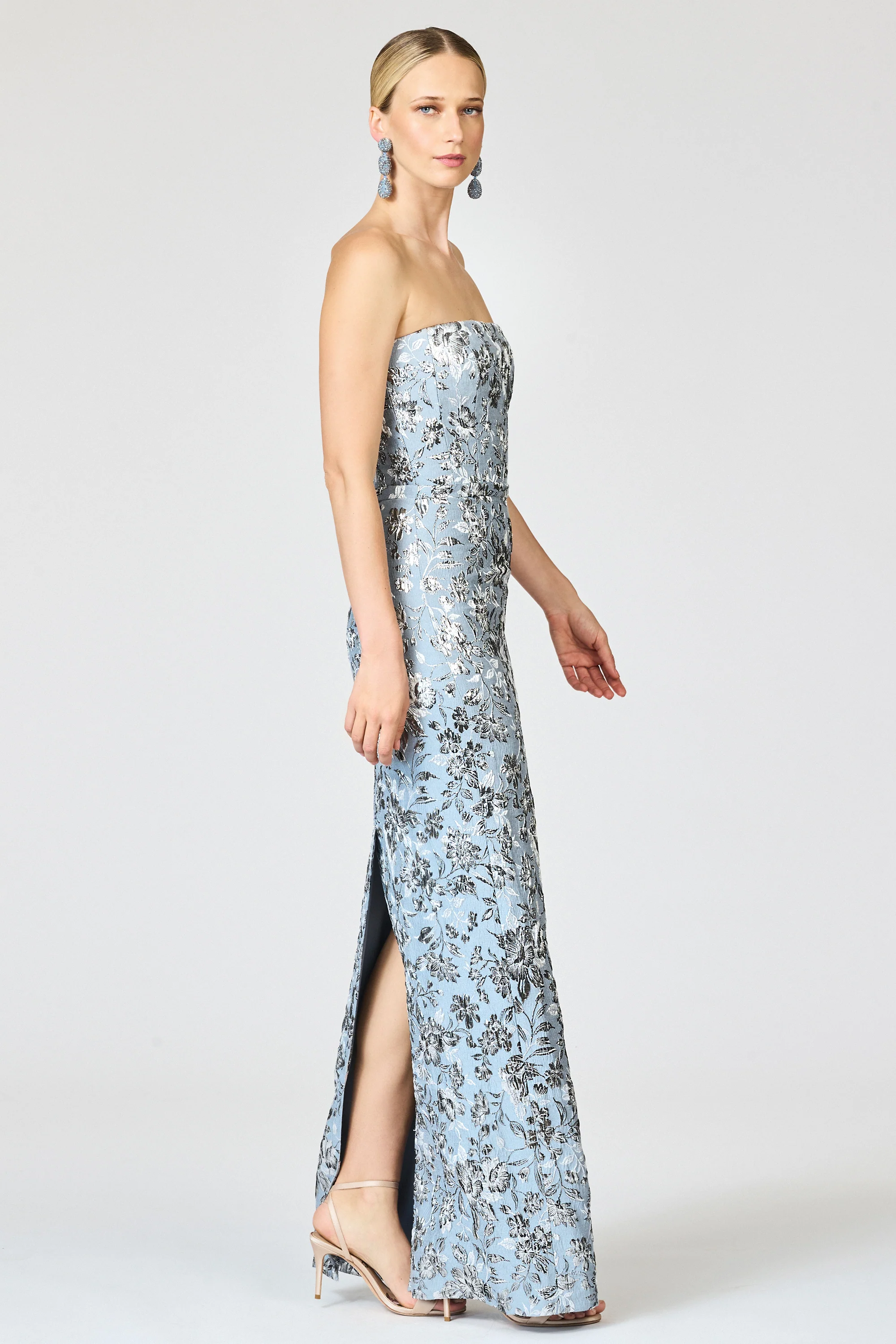 METALLIC CLOQUE SOPHIA GOWN - PEWTER GARDENS - Image 7
