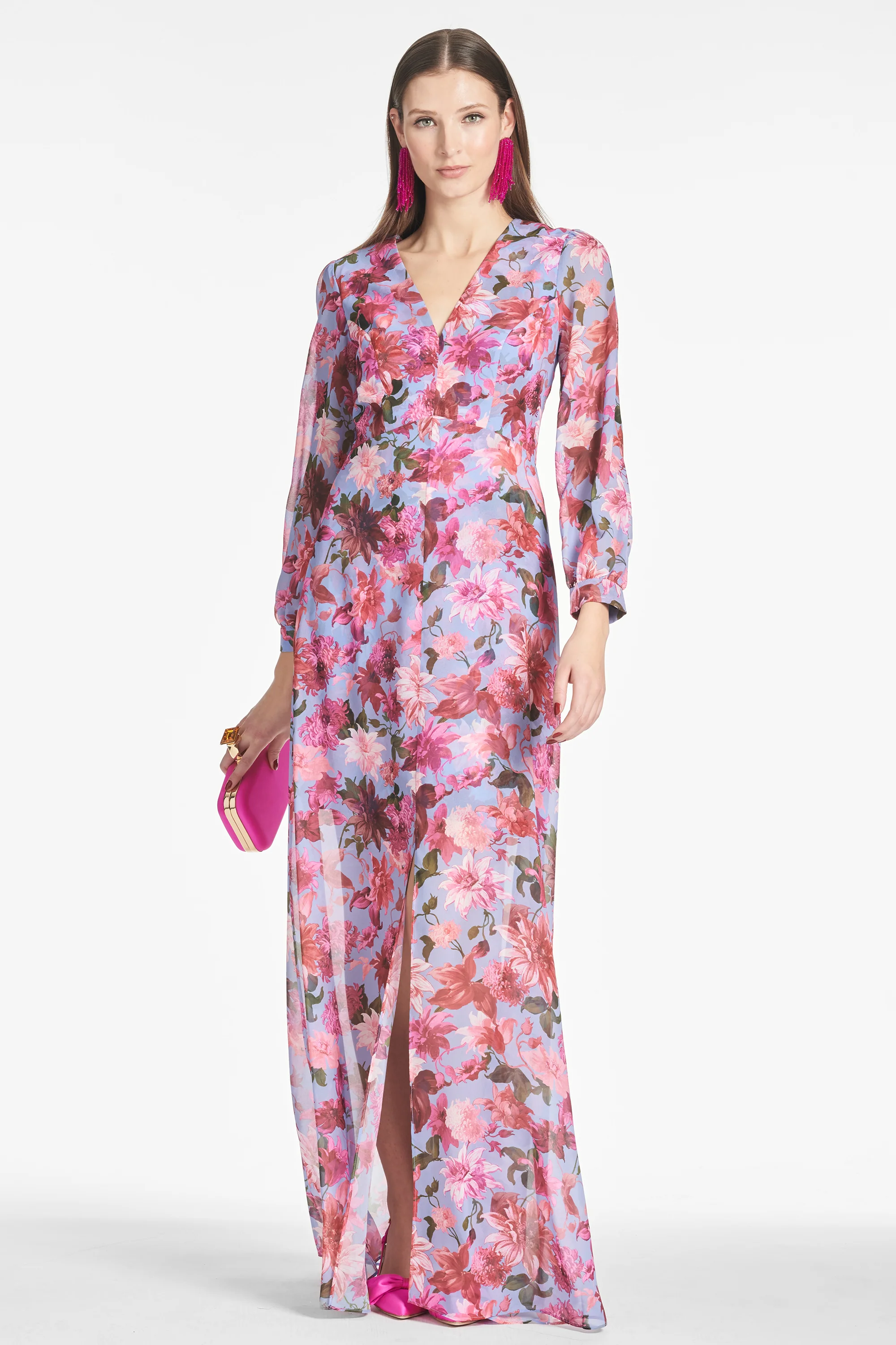 PENNY MAXI DRESS - PINK/PERIWINKLE DAHLIA - FINAL SALE