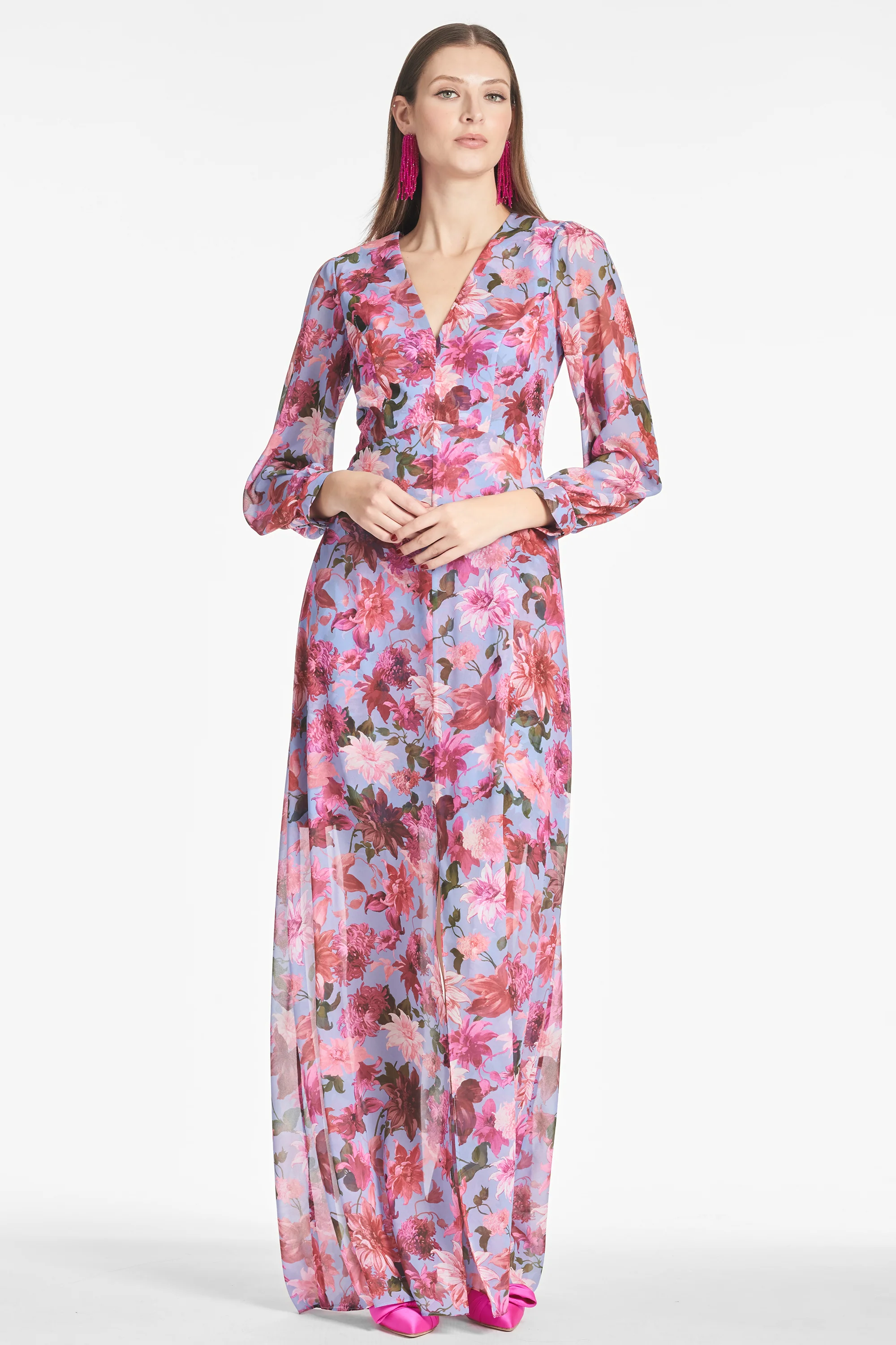 PENNY MAXI DRESS - PINK/PERIWINKLE DAHLIA - FINAL SALE - Image 3