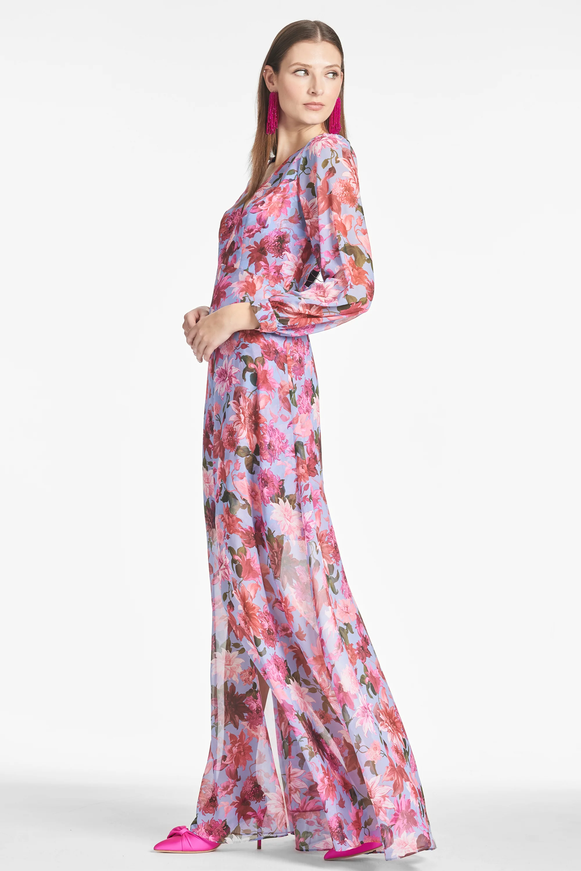 PENNY MAXI DRESS - PINK/PERIWINKLE DAHLIA - FINAL SALE - Image 4