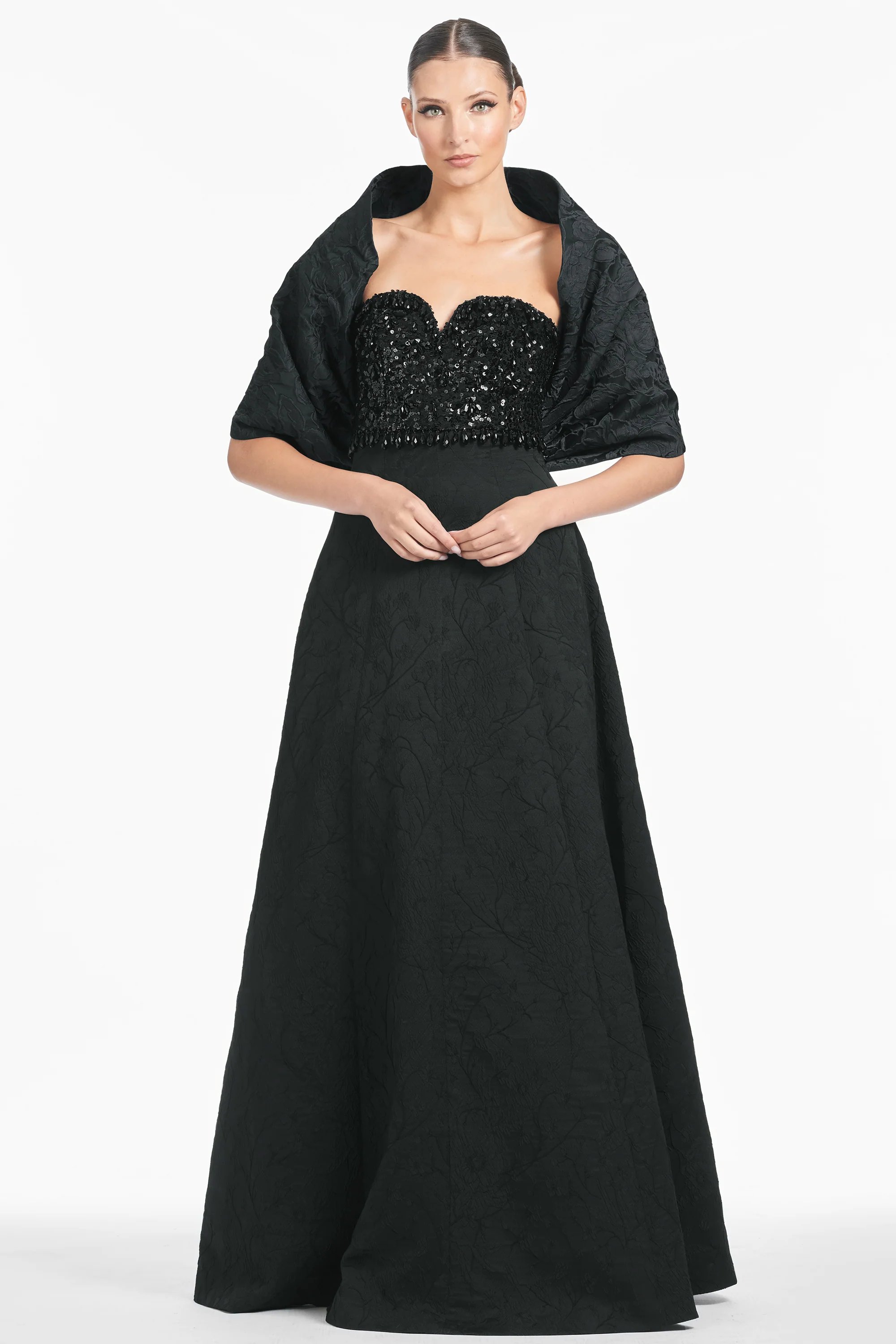 THE HUG SHAWL - BLACK JACQUARD CLOQUE - Image 3